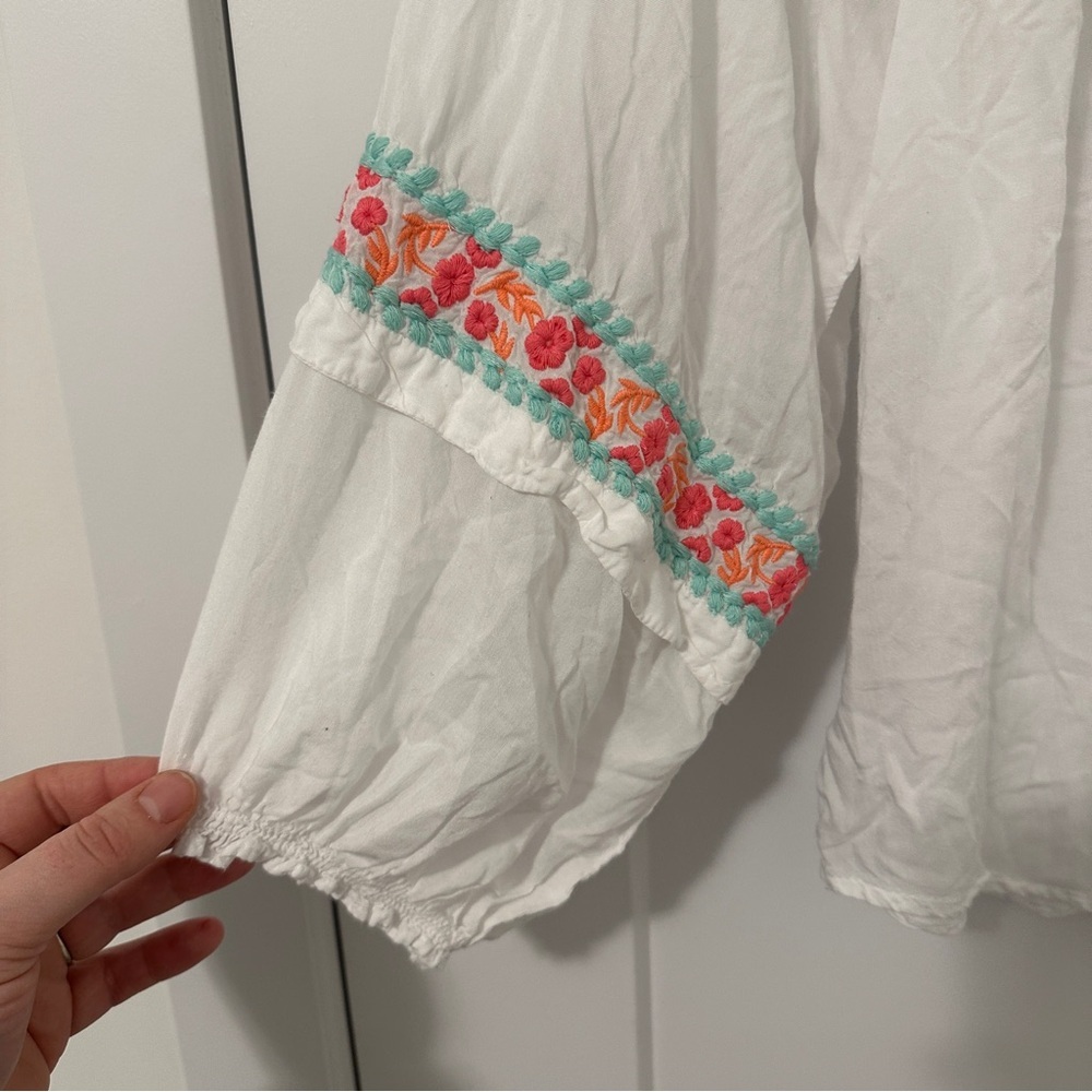 Hatley Embroidered White Long Sleeve Modal Tunic Size Small - Picture 4 of 15